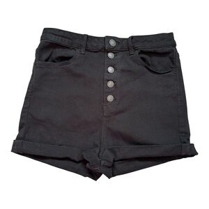 Stradivarius Black Button Fly High Waisted Women's Cuffed Shorts Size 6